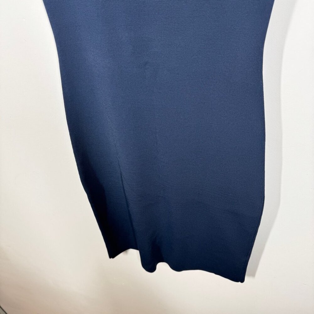 T Alexander Wang Navy Ribbed Sleeveless Bodycon Mini Dress Size S Cutout Back - Picture 4 of 15